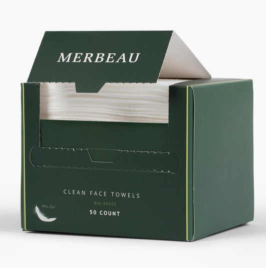 Clean Facial Towels for Sensitive Skin, 100% USDA Biobased Face Towels, 50 Count, Ultra Soft, Makeup Remover Dry Wipes, Viscose