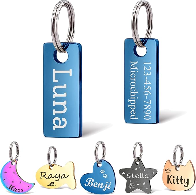 Anavia Small Size Dog Cat ID Tags, Small/XS Personalized Color Plated Stainless by Anavia