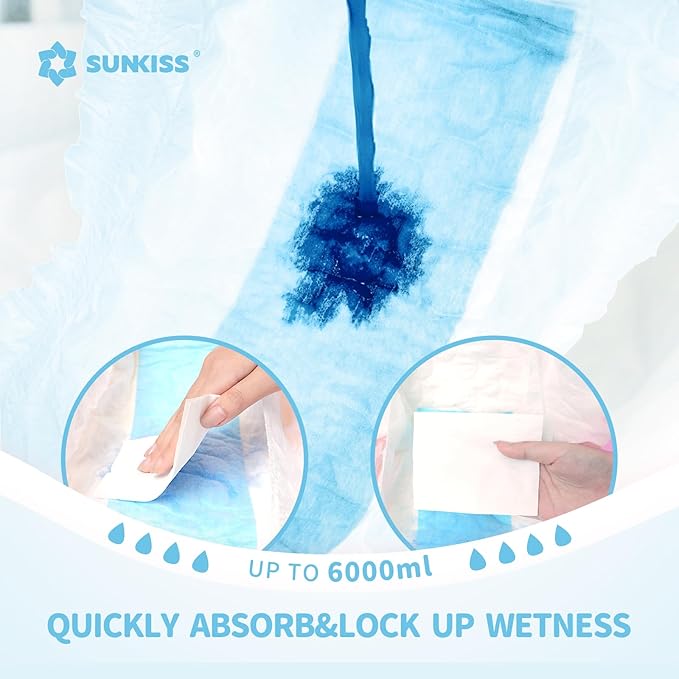 SUNKISS Masterpiece Adult Diapers with Tabs, Unisex Disposable Incontinence Briefs for Women and Men, Odor Control, Blue, L/XL, 10 Count