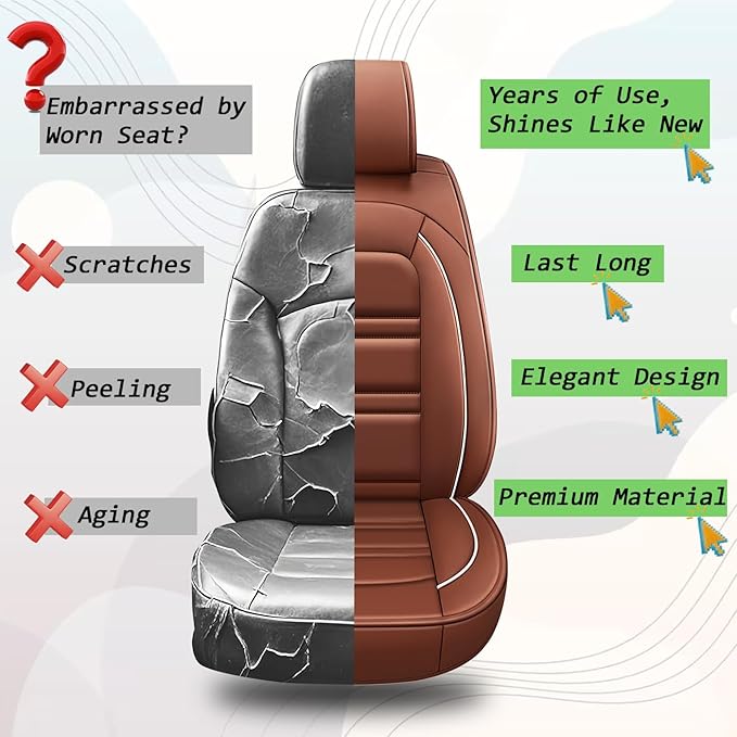 Seat Cover for Chevy Tahoe 1995-2025 | Car Seat Covers Front Seats, Waterproof Seat Protectors, Automotive Front Seat Covers (Front Seat, Coffee)