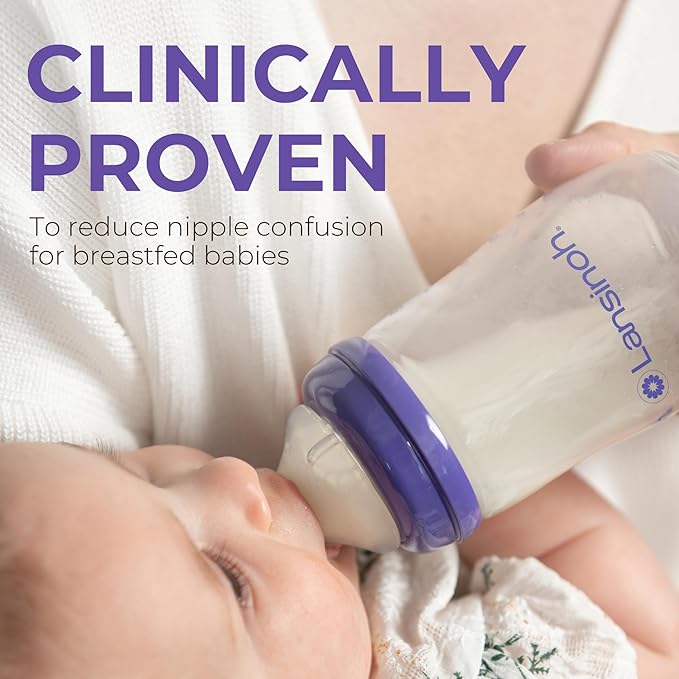 Lansinoh NaturalWave Baby Bottle Nipples, Slow Flow, Size S,1+ Month, 4 Count – 100% Soft, Durable Silicone, Made Without BPA BPS, Anti-Colic, Supports Baby’s Developing Mouth and Teeth