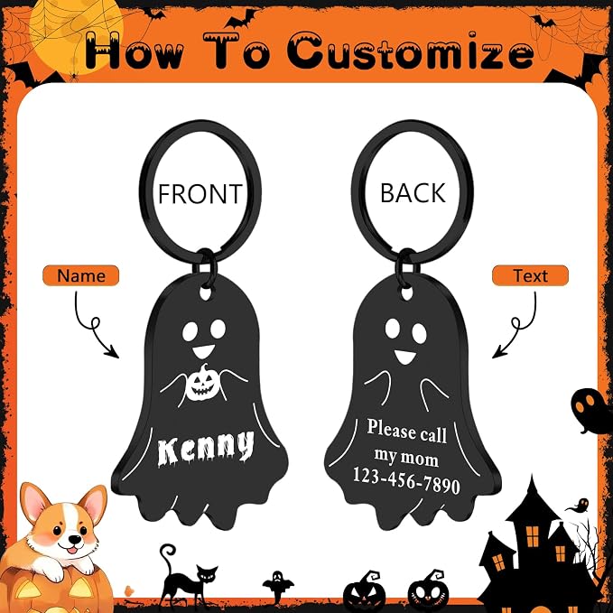 Personalized Pet Tags for Dog Cat, Custom Halloween ID Tags for Dogs, Dog Name - Image 2