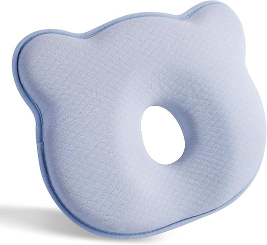 Memory Foam Baby Pillow,Cute Cartoon Bear Soft and Cozy Pillow, Breathable Bedding Set for Infants for Small Boys and Girls Prevent Flat Head Tummy
