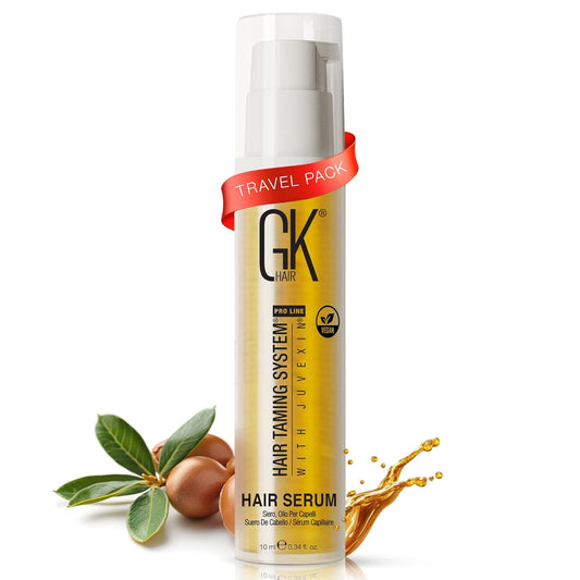 GK HAIR Global Keratin 100% Organic Argan Oil Anti Frizz Mini Serum (0.34 Fl Oz/10ml) Styling Smoothing Strengthening Hydrating & Nourishing Heat Protection Shine Frizz Control Dry Damage Hair Repair