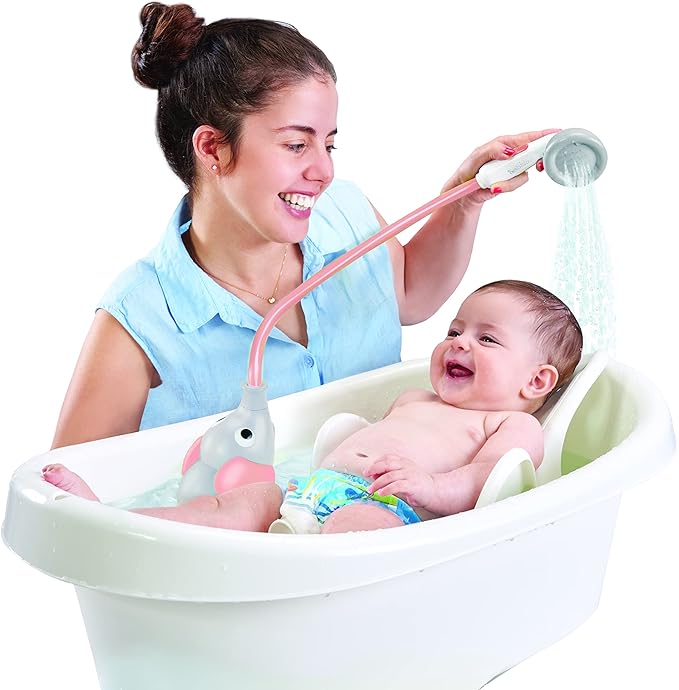 Yookidoo Baby Bath Shower Head - Elephant Bath Toy and Trunk Spout Rinser - for Newborn Babies in Tub Or Sink (Pink)