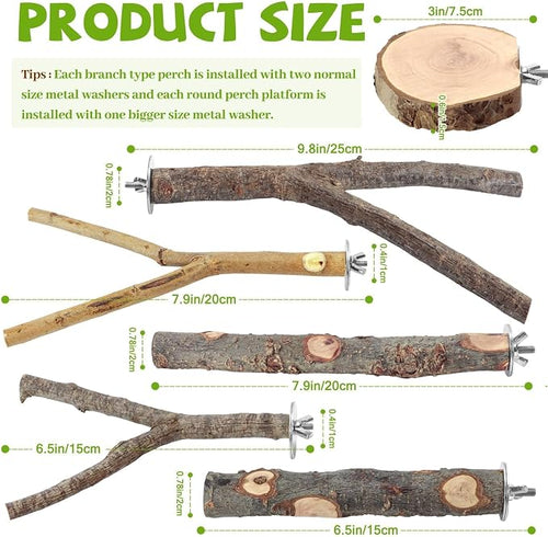 12PCS Natural Wood Bird Perches - Image 2