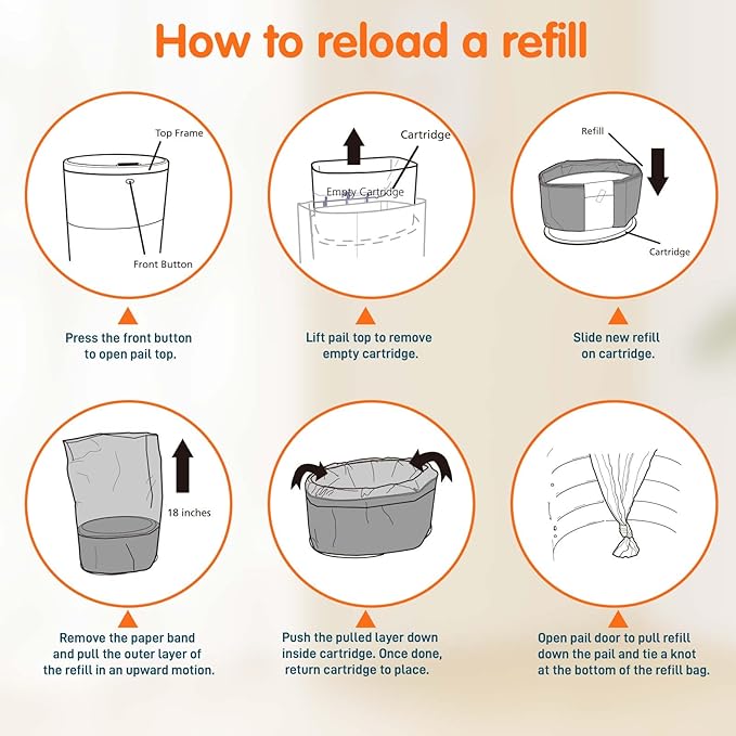 5 Pack Refills Compatible with DEKOR PLUS Diaper Pails | 20% Extra Length Diaper Pail Refill Bags Liners Holds 3480 Diapers | Ultimate Odor Control with Baby Scented