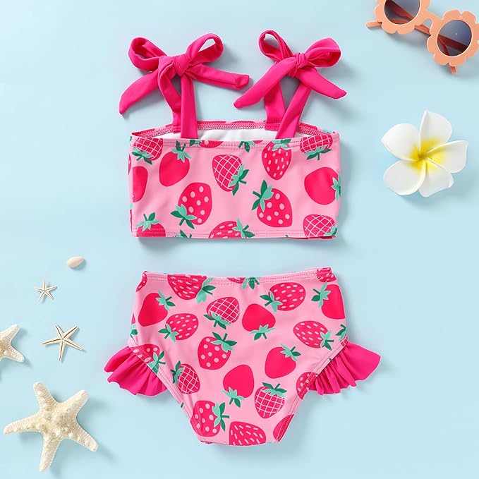 YOUNGER TREE Toddler Girls Two Pieces Swimsuit Color Block Stripe Swimwear Summer Beach Bathing Suit 18M-5T