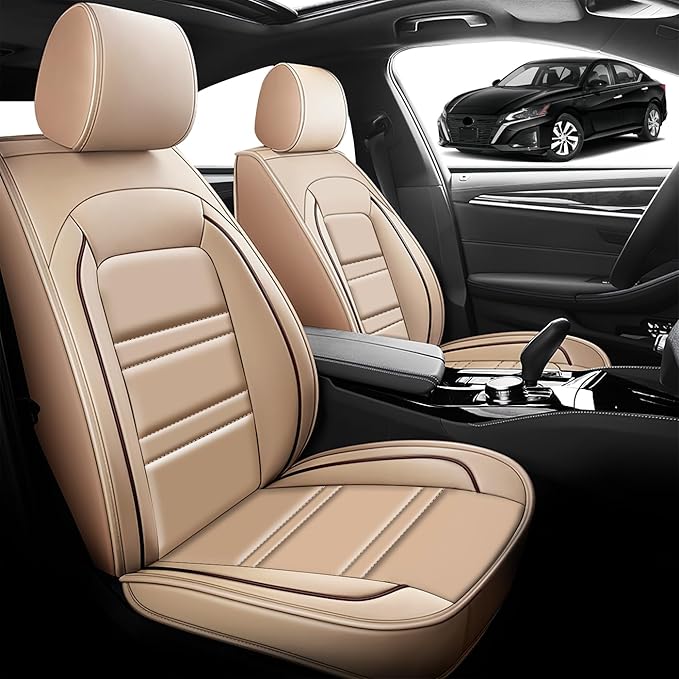 Seat Cover for Nissan Car Altima 1998-2025 | Car Seat Covers Front Seats, Waterproof Seat Protectors, Automotive Front Seat Covers (Front Seat, Beige)