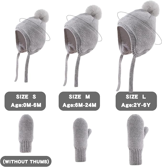 JANGANNSA Basic Winter Baby Boys Beanie Pompom Knitted Girls Hat Kids Earflap Beanies Warm Infant Toddler Hats