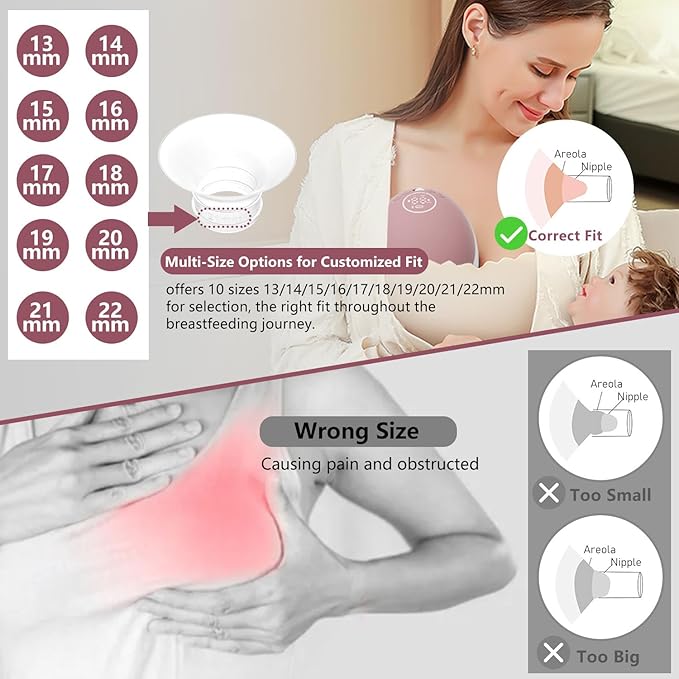 4pcs Flange Inserts 13mm Compatible with Momcozy M9/M6/M5/V1 Pro/V2 Pro/S12 Pro/S9 Pro Wearable Breast Pump, for Momcozy Breast Pump Replacement Parts, Reduce 24mm Nipple Tunnel Down to 13mm