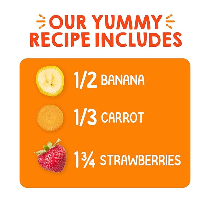 Happy Tot Organics Stage 4 Baby Food Pouches, Gluten Free, Vegan Snack, Super Bellies, Fruit & Veggie Puree, Banana, Carrot & Strawberry 4 Ounce (Pack of 16)