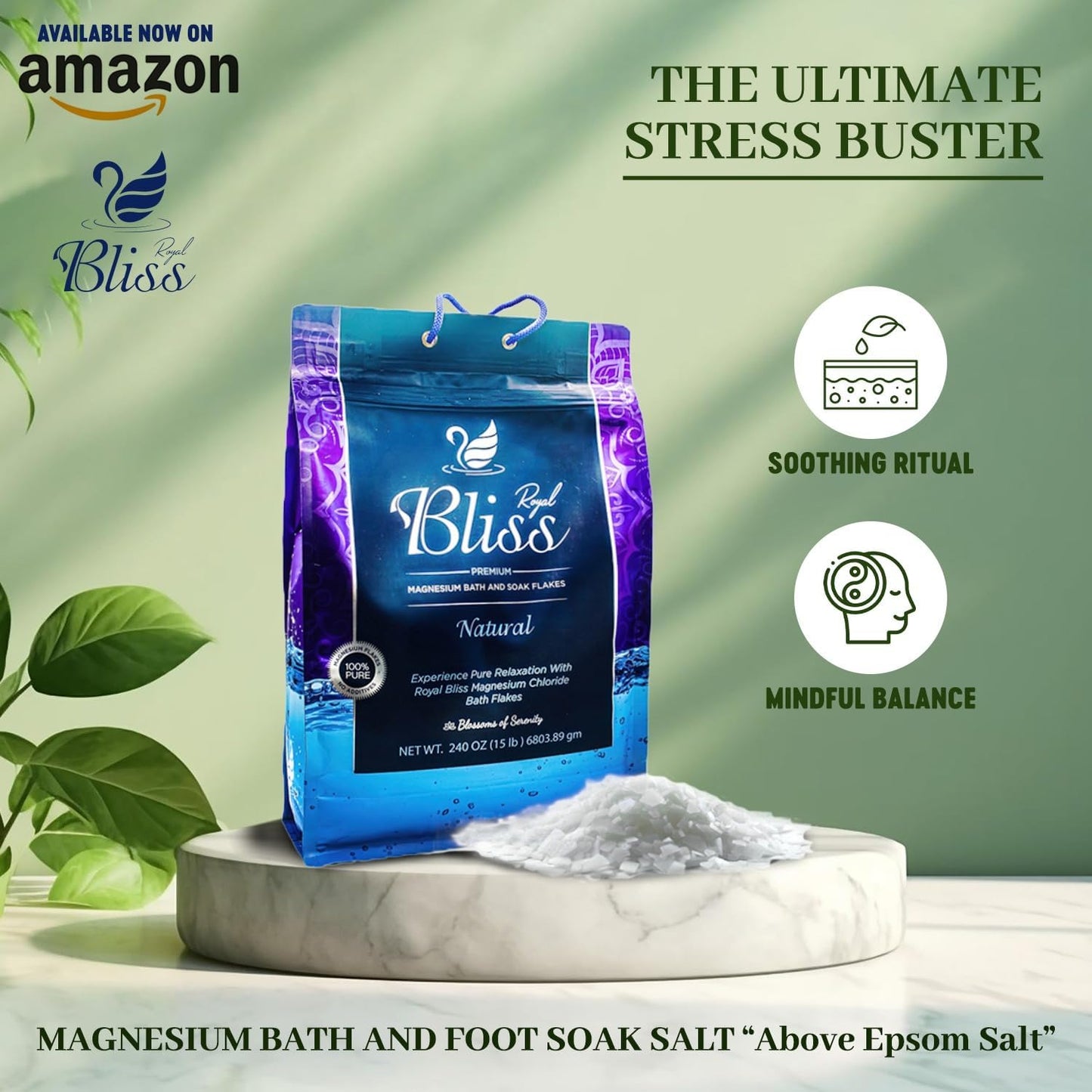 Magnesium Bath & Foot Soak | Salt Flake 10 LB (160 OZ), Super Value Pack | Natural Salts for Relaxation, Wellness & Muscle Relief, Soaking, Recovery & Stress Relief - 10 LB (160 OZ)
