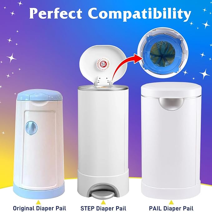 Diaper Pail Refill Bags 40 Pack, Compatible with Arm&Hammer Disposal System, Diaper Bags with Upgraded Odor Lock, Seal and Toss Diaper Pail Refills, Holds up to 1280 Baby Diapers