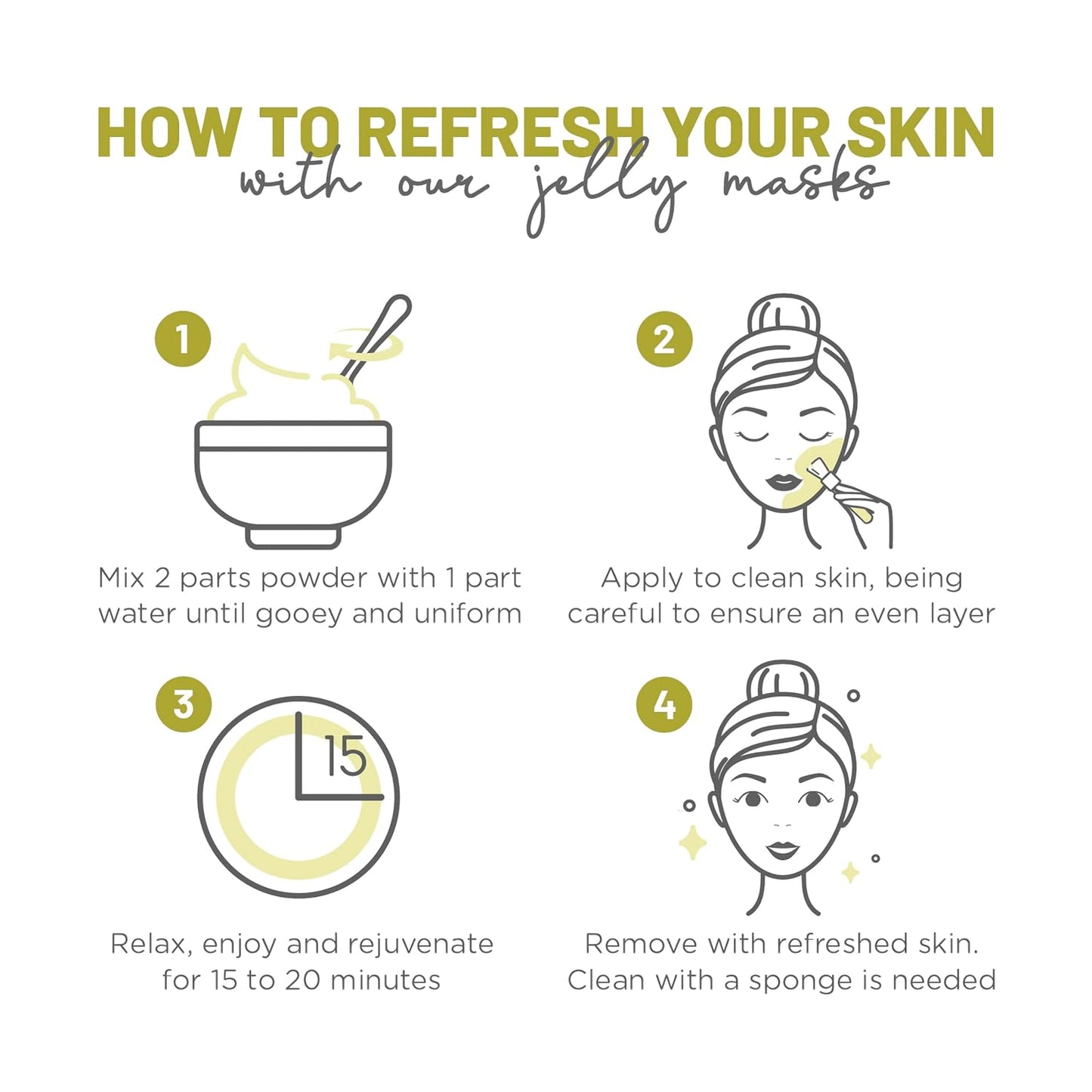 BRÜUN Peel-Off Jazmine Jelly Mask for Face Care – A 23 fl oz Rubber Mask Jar for 30 to 35 Treatments – A Skin Care Moisturizing Gel Mask of Spa Set for Men, Women and Adults