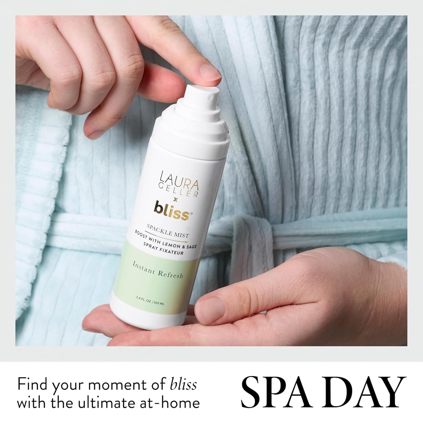 LAURA GELLER NEW YORK x Bliss Spackle Mist Boost with Lemon & Sage - Long-Lasting Dewy Skin Makeup Setting Spray - Brighten and Soothe Dull Skin