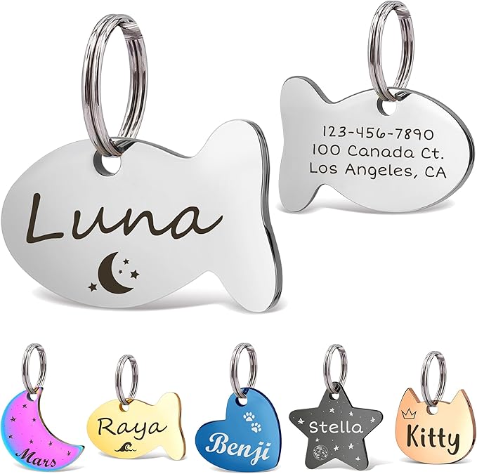 Anavia Small Size Dog Cat ID Tags, Small/XS Personalized Color Plated Stainless by Anavia