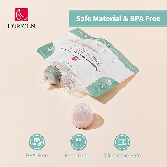 6 Bags Microwave Bottle Bags,Reusable Microwave Steam Bags(20 Uses Per Bag),Large Portable Travel Microwaves Bags for Pump Parts,Baby Bottle,Pacifiers