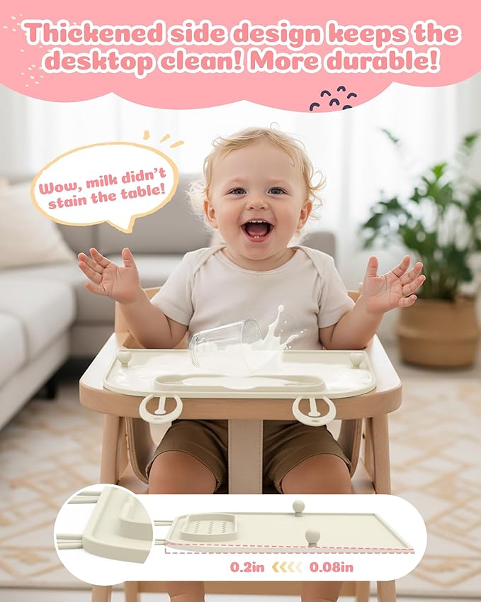 2Pack Silicone Placemats for Baby&Kid, Stain-Proof Non-Slip Baby Place Mat for Restaurant Highchair& Home Dining, Baby-led Food mats for Travel, Portable Toddler Table mat-Waterproof&Dishwasher Safe