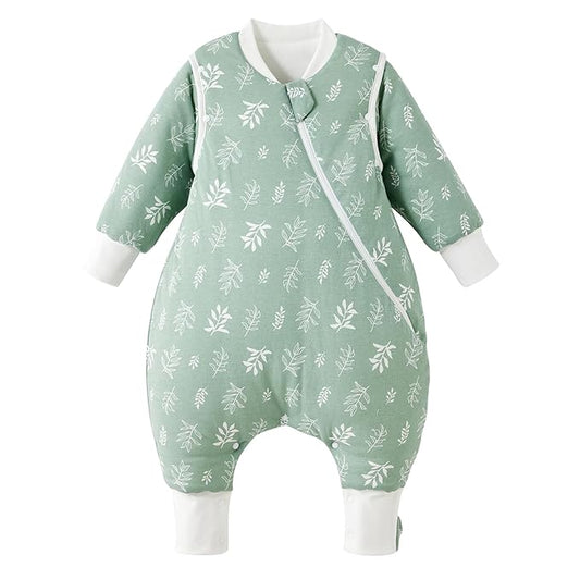 Duomiaomiao 3.5 TOG Toddler Sleep Sack 2-3T 100% Cotton Winter Side Open Zipper Baby Sleep Sack with Feet, Warm Toddler Wearable Blanket