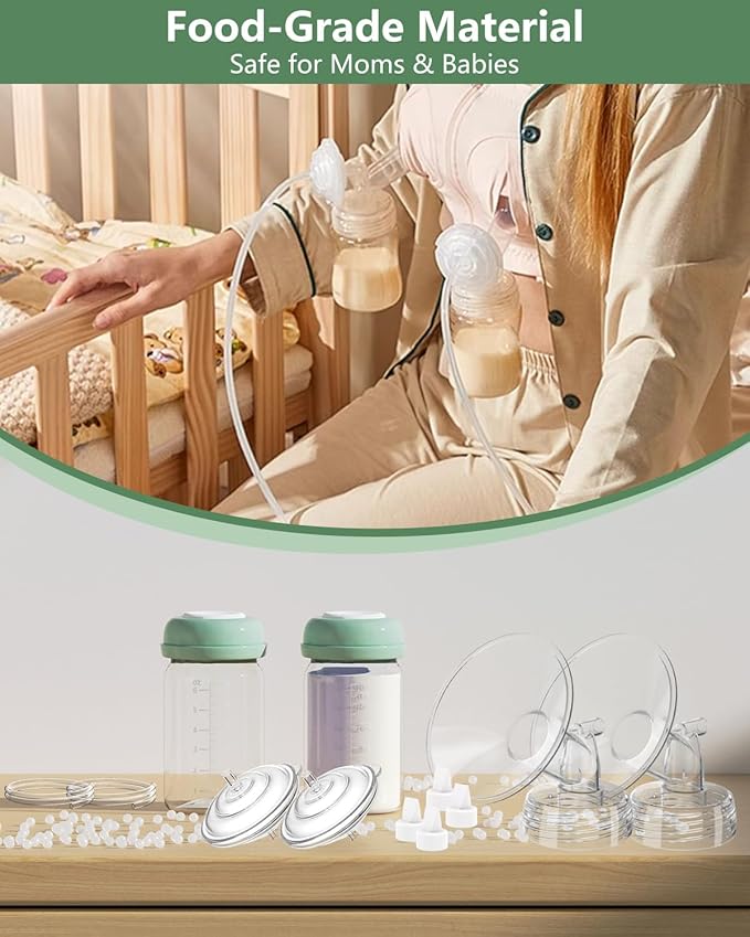 Breast Pump Parts Compatible with Spectra S1/S2/9 Plus/Synergy Gold, Full Set Replacement Parts for Spectra Include 24mm Flange, Duckbill Valve, Backflow Protector, Tubing, Bottle, Not Original Parts