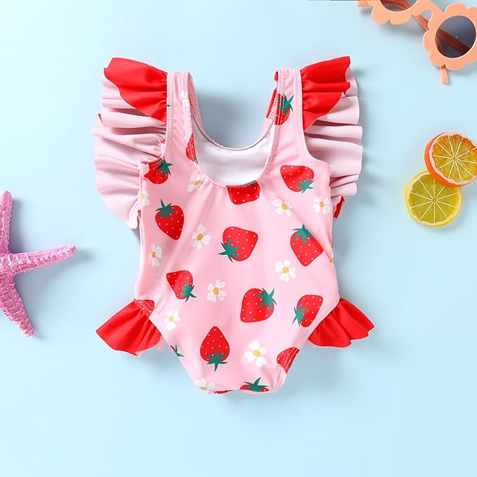Newborn Baby Girl Ruffle Swimsuit Infant Toddler One Piece Floral Bikini Beach Bathing Swimwear Set