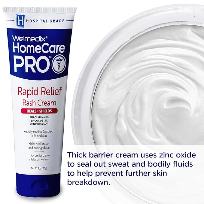 Welmedix Rapid Relief Diaper Rash Cream with Zinc Oxide, Hospital Grade Barrier Cream for Adults, and Babies with Fragile or Sensitive Skin (4oz Tube, Pack of 3)