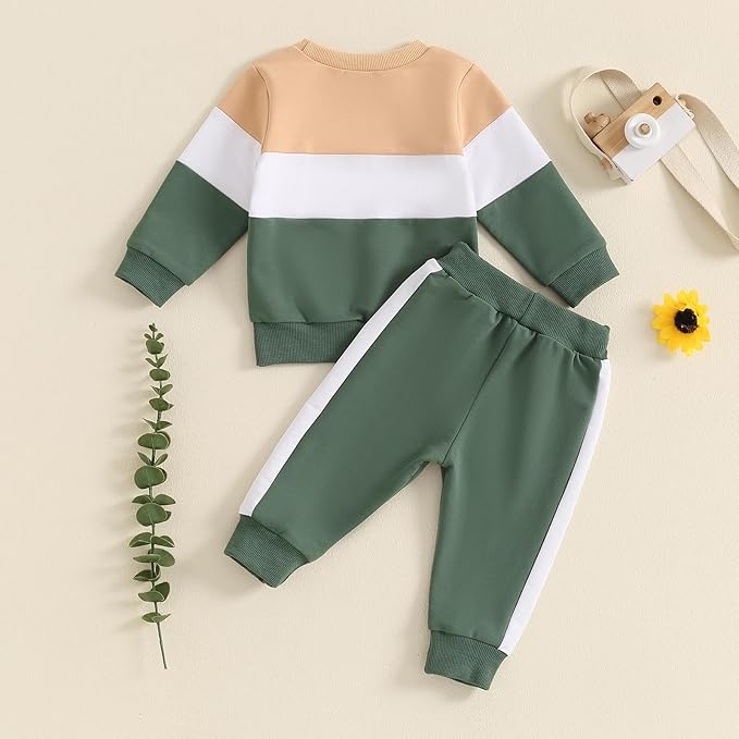 Toddler Baby Boy Fall Outfits Long Sleeve Crew Neck Pullover Sweatshirt + Jogger Pants Set Infant Winter Clothes