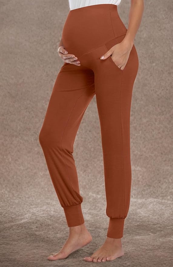 AMPOSH Women's Maternity Pants Stretchy Lounge Workout Pants Casual Loose Comfy Pregnancy Joggers with Pockets