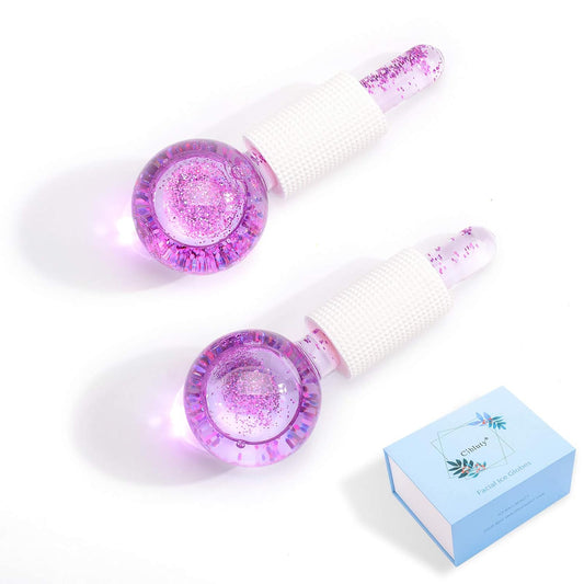 ICE BEAUTY BALLS for FACIAL, 2PCS Purple Facial Roller for Cold Facial Massage Face Roller Balls with Anti-Freeze Liquid to Reduce Puffiness, Pores, Wrinkles…