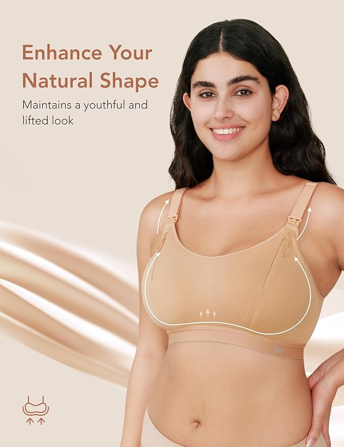 Pumping Bra Hands Free Zip Opening Seamless Nursing Bras for Breastfeeding High Support Nursing & Pumping Bra in One