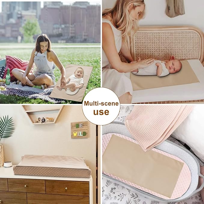 Owlowla Baby Diaper Changing Pad Portable Changing Mat Travel Changing Pad Liner for Baby and Small Toddler(Beige&Gray)