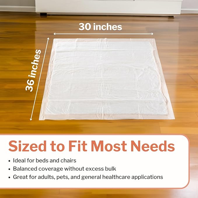 McKesson Underpads Disposable Bed Pads 30" x 36" [60 Count], Heavy Absorbency, Ultra Incontinence Chux Pads for Adults, Elderly, and Baby, Pee Pads