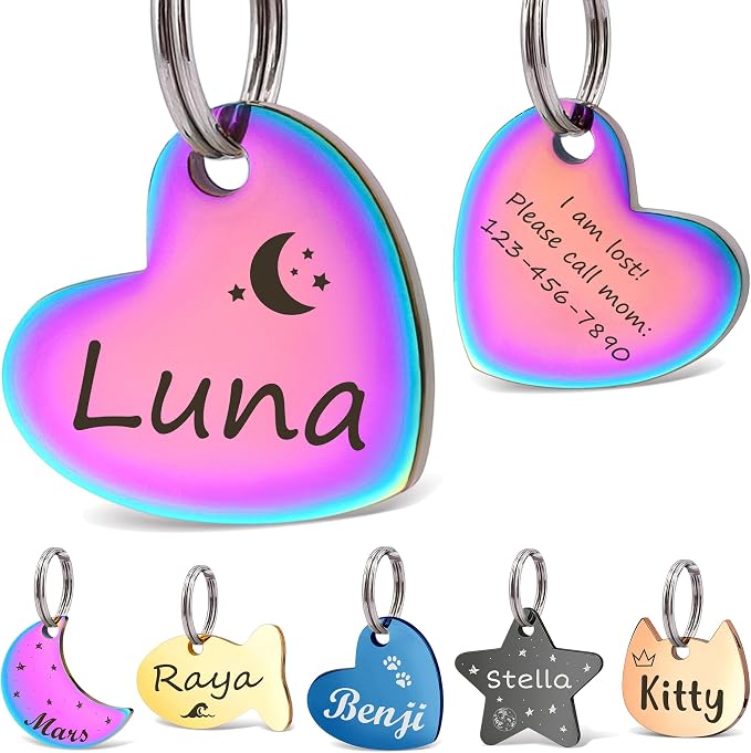 Anavia Small Size Dog Cat ID Tags, Small/XS Personalized Color Plated Stainless by Anavia