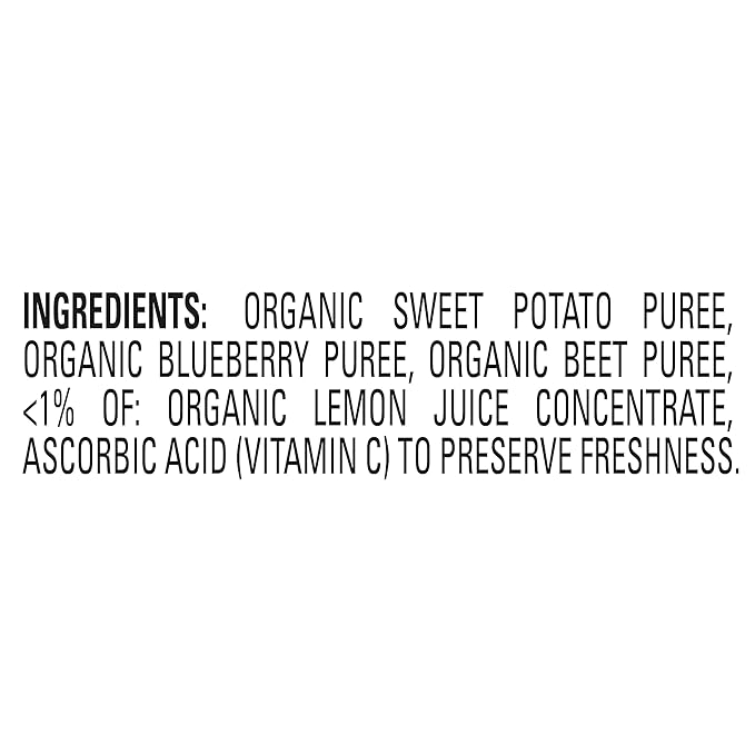 Happy Baby Organics Stage 2 Baby Food Pouches with One Full Serving of Veggies, Nutritious Snack, Clearly Crafted Fruit & Veggie Puree, Sweet Potatoes, Blueberries, & Beets, 4 Ounces