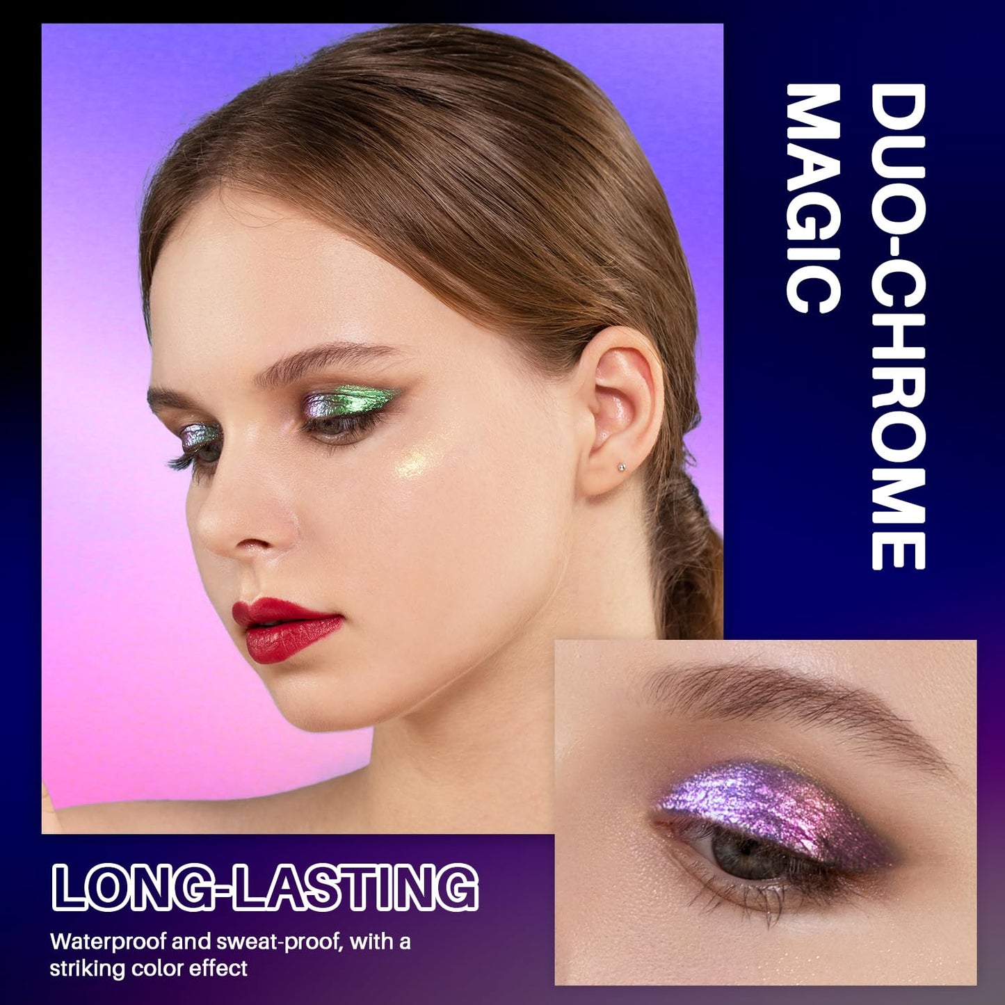 CHARMACY Liquid Duochrome Eyeshadow, Multi-Dimensional Eye Looks, Long Lasting Glitter Eye Shadow Sets Metallic Pigments, Quick Drying, Sparkling Shiny Eye Makeup for Beginners, 1.6g (#12)