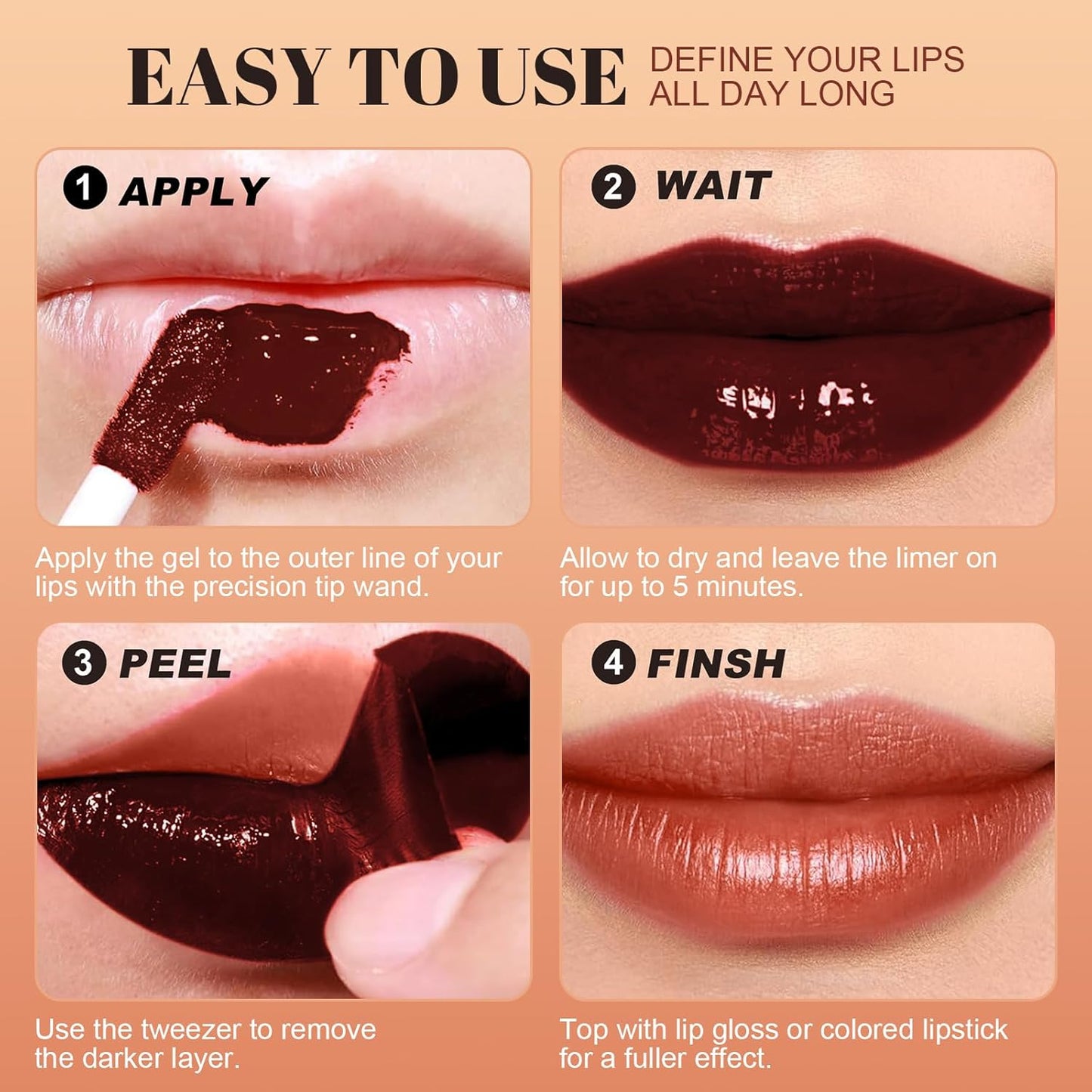 Lip Stain - Long Wear Tattoo Lip Liner, Waterproof & Transfer-proof Peel Off Lip Stain with Matte Finish, Lip Tint For All Skin Types, Great Gifts for Women (Nude)