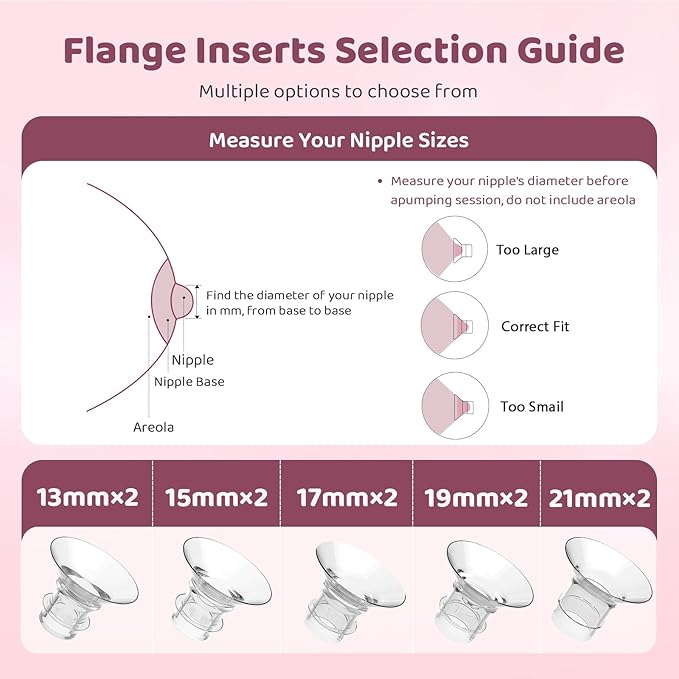 Flange Inserts 8PCS 21mm for 24mm Flange/Shield, Flange Sizing Kit Silicone Flange Insert, Breastfeeding Essentials Kit for New Moms