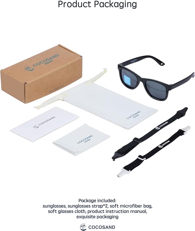 COCOSAND Flexible Baby Sunglasses with Strap Polarized UV Protection for Toddler Infant Newborn Boy Girl Age 0-24 Months