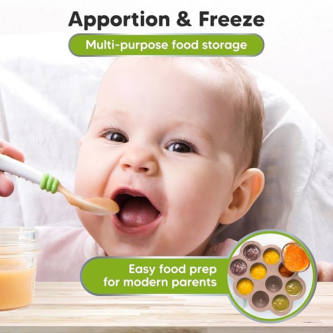 KeaBabies Silicone Food Freezer Trays with Lid, 2oz x 10 Pods Baby Food Storage Containers, Easy Puree Meal Prep, Breast Milk Silicone Freezer Molds, Dishwasher,Microwave Safe,BPA-Free Tray(Dusk)