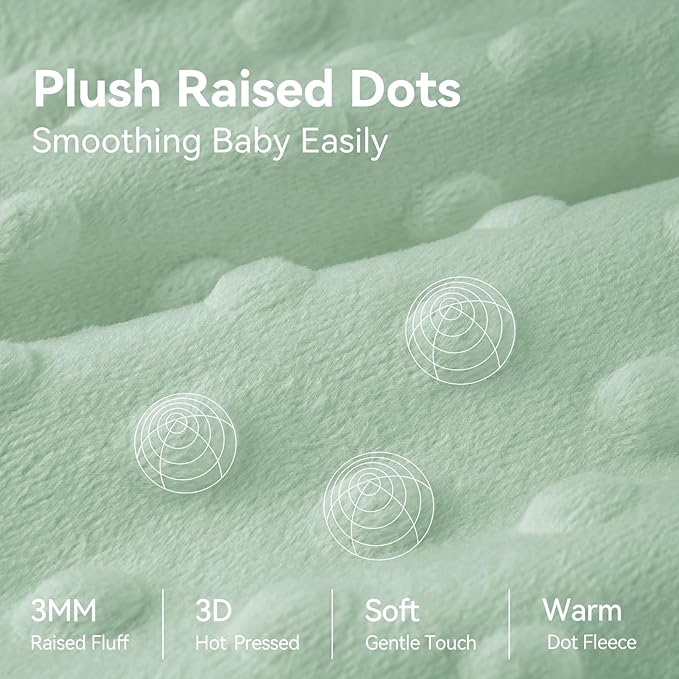 Fleece Baby Sleep Sack 0-6 Months with Plush Dots 1.5 Tog Baby Wearable Blanket with 2-Way Zipper Warm Sleeping Sack for Toddler Infant Newborn - Small, Forest Green