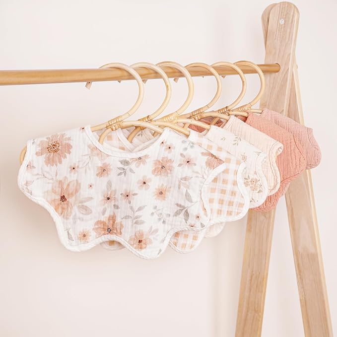 Konssy Muslin Baby Bibs 100% Cotton Absorbent Bandana Drool Bibs for Teething and Drooling, 6-Pack for Baby Boys & Girls