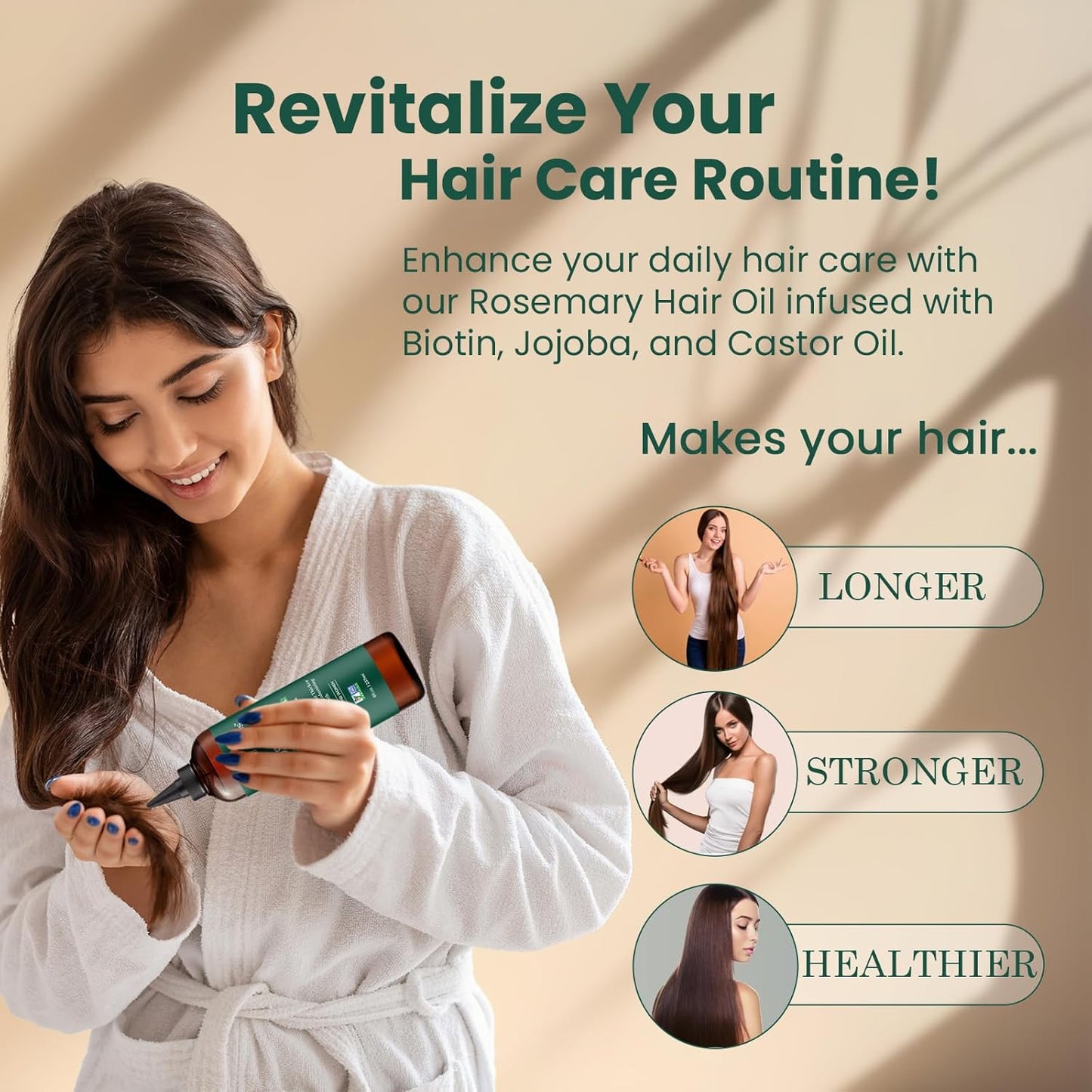 Natural Riches 100% Pure Premium Rosemary Oil For Hair Growth Infused With Biotin & Vitamin E Jojoba & Castor Oil Hair Strengthening Treatment | Nourishing & Volumizing | Non GMO Verified 8 Fl oz.