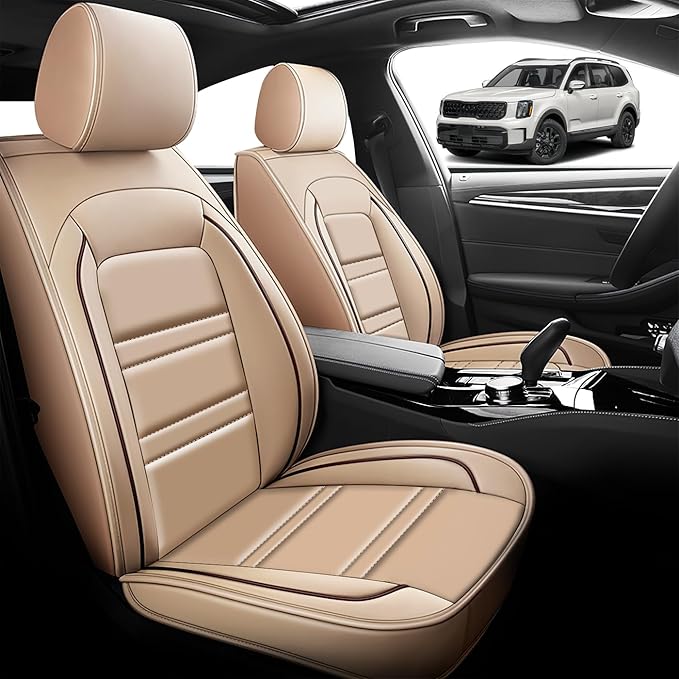 Seat Cover for kia Telluride 2020-2025 | Car Seat Covers Front Seats, Waterproof Seat Protectors, Automotive Front Seat Covers (Front Seat, Beige)