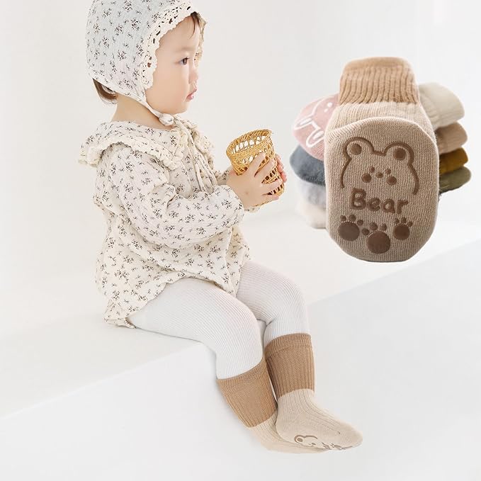 Zumou Toddler Knee High Socks Non Slip Anti Skid Baby Boy Girls Seamless Long Stockings