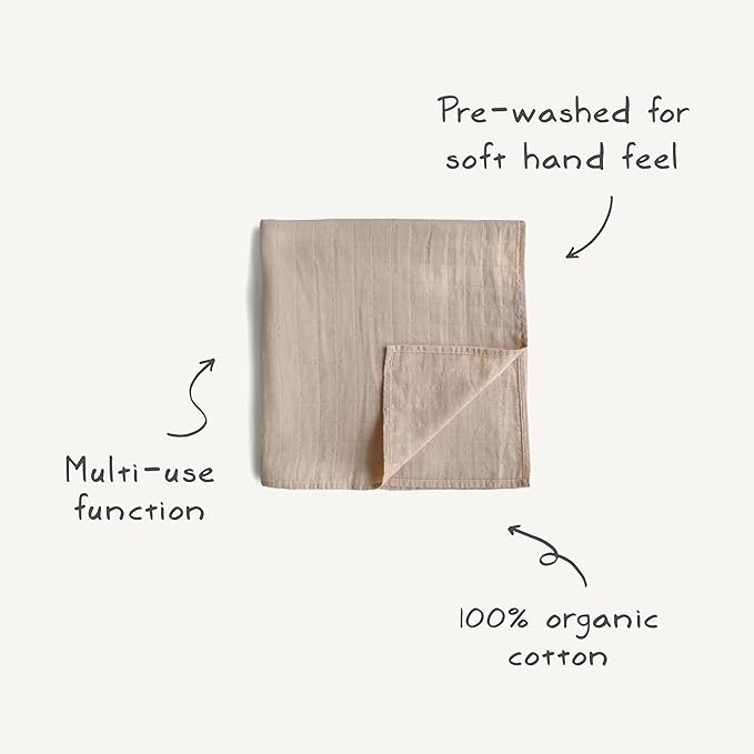 mushie Muslin Baby Swaddle Blanket | 100% Organic Cotton (Flowers)