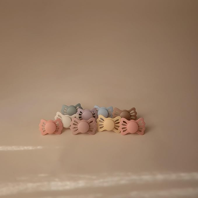 FRIGG Lucky Symmetrical SilkySoft Silicone Baby Pacifier | Made in Denmark | BPA-Free (Blush/Cedar, 6-18 Months)