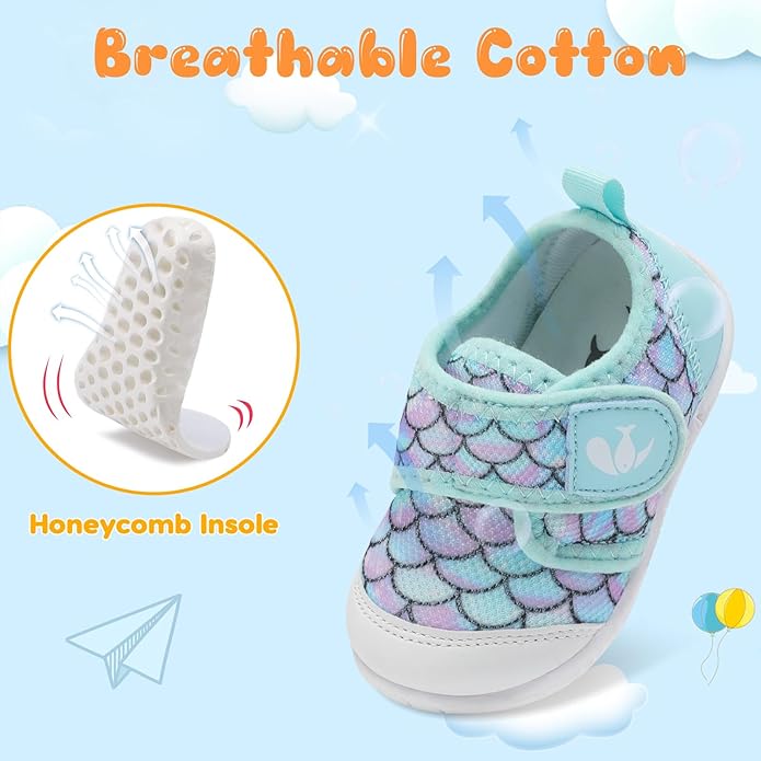 FEETCITY Baby First Walking Shoes Boys Girls Infant Sneakers Crib Shoes Breathable Lightweight Slip On Shoes