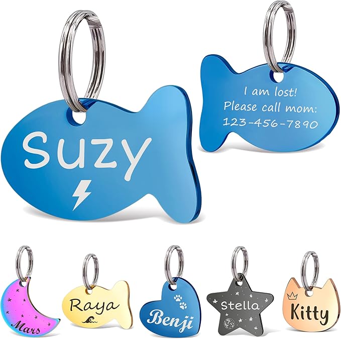 Anavia Small Size Dog Cat ID Tags, Small/XS Personalized Color Plated Stainless by Anavia