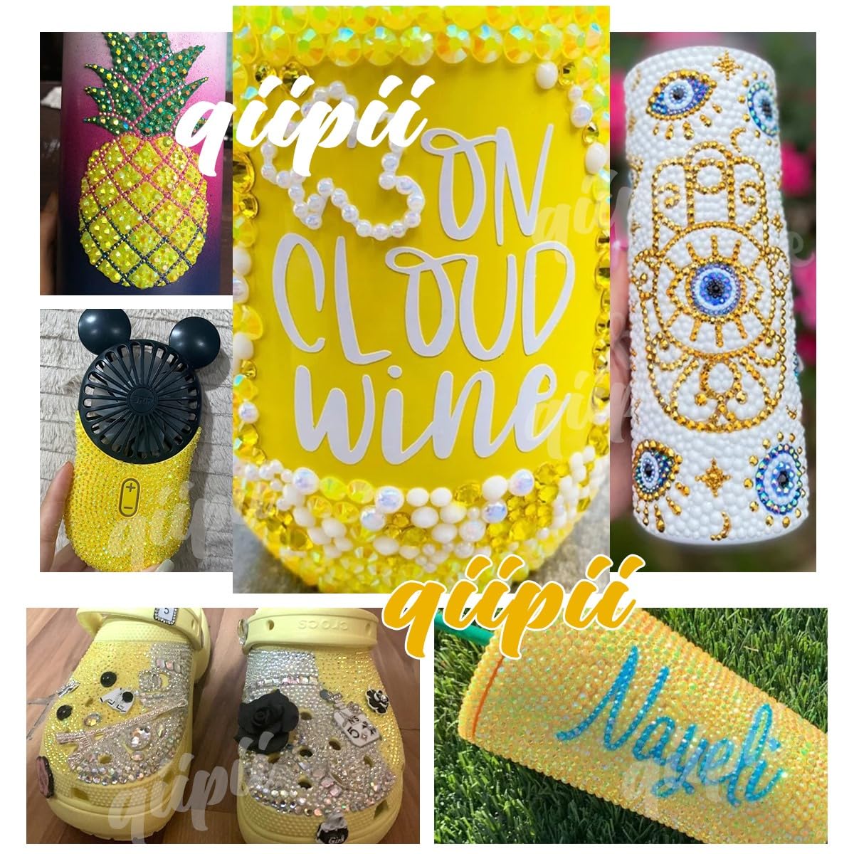 16000PCS Lemon Yellow AB Resin Rhinestones for Crafting 3mm 4mm 5mm Citrine Flatback Jelly Stones Bulk SS10 SS16 SS20 Diamonds Gems Charms for Nails Face Eyes Makeup Tumblers DIY Crafts Clothes